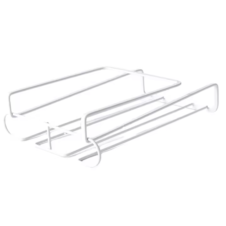 Portavasos para Copas de Vino Bajo Estante - Colgador, Organizador Metálico Sin Taladro para Cocina y Bar - Blanco - 1