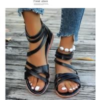 Nuevos zapatos de verano para mujer, chanclas góticas de gladiador, zapatillas planas para mujer, Sandalias informales deportivas de tendencia con hebilla de tacón bajo para playa - details 6