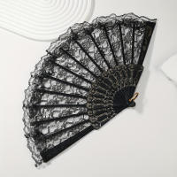 1 abanico de encaje de estilo europeo vintage, elegante abanico de mano floral para mujer, accesorio de refrigeración portátil plegable para bodas, discotecas y eventos de cosplay, sin batería - details 1