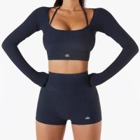 ALO yoga ropa ciclismo correr traje de fitness cintura alta elevación de caderas deporte adelgazar mujer manga larga tops pantalones cortos - details 4