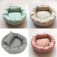 Camas redondas para perros y gatos, alfombrilla de tela suave Universal para todas las estaciones con almohada, cojines para dormir, sofá, accesorios para perros - details 1