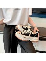 Zapatillas blancas de moda 2025 para mujer Estilo deportivo universitario con suela gruesa, ondas, destacado, pequeños zapatos de tela - details 3