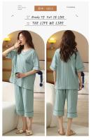 Conjunto de pijama de dibujos animados para mujer, pijama informal con cuello redondo, pantalones cortos y pantalones cortos, 100% algodón, verano, M-5XL - details 3