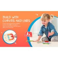 Wooden Letter Number Construction Puzzle Educational Stacking Blocks Toy Set Shape Color Sorter