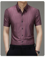 Camisas para Hombres con Rayas Verticales Sin Costuras Sensación de Alta Gama, Vestuario Formaal Casual, Manga Corta, Moda para Hombres - details 0