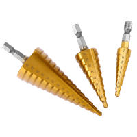 Broca escalonada de ranura recta HSS, 3 piezas, avellanador de chaflán, juego de brocas de perforación para madera y Metal, herramienta de cambio rápido, 3 piezas - details 0