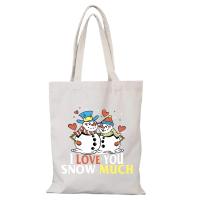 Bolso de mano para hombre, bolso de compras de lona con Feliz Navidad para mujer, regalo de Año Nuevo, bolsos de tela de dibujos animados, bolso de mano ecológico para mujer - details 7