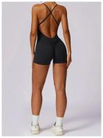 Mono de Yoga Cruzado Top Corto sin Mangas Material de Nylon Estilo Sólido Para Primavera/Verano - details 6