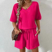 Conjuntos de pantalones cortos sueltos informales de Color sólido para mujer, traje de dos piezas elegante de verano 2025, conjunto completo de ropa femenina - details 4