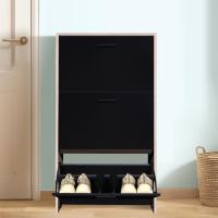 Mueble zapatero de 12 pares - Estantería de gran capacidad para vestíbulo o pasillo - (ancho) 60 x (profundidad) 24 x (alto) 80 cm - Madera clara blanca - details 105