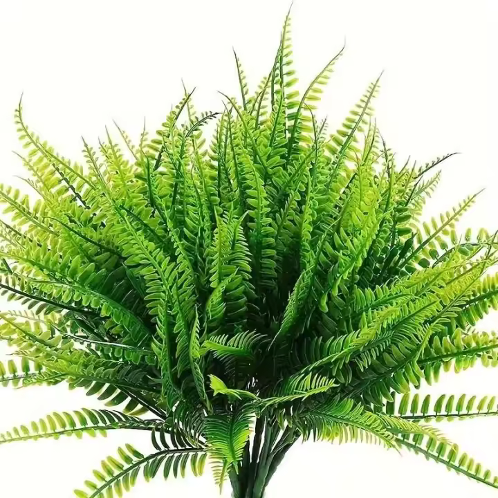 4 Clusteres de Ferntemadera Artificial Resistente a UV Plantas de Hogar Verdes para Jardín y Patio - 1