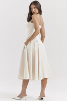 Vestido de mujer sin mangas y hombros, diseño elegante, vestido de corte - details 12