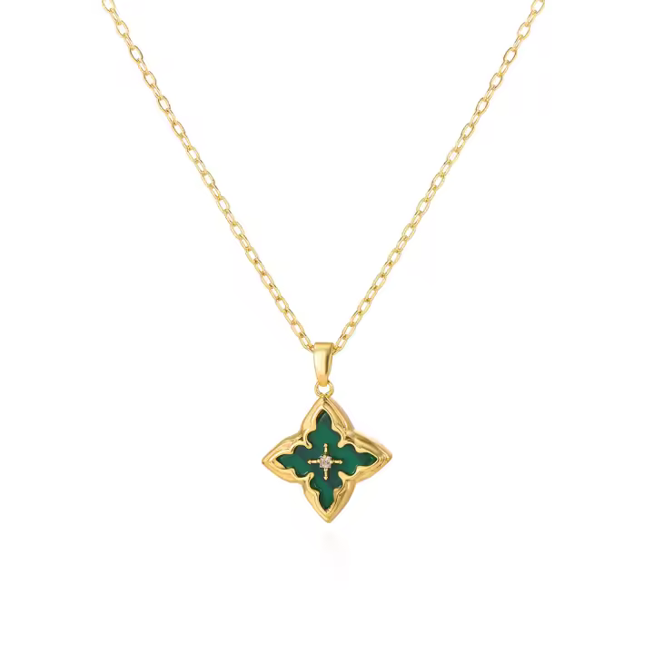 Collar de piedras preciosas de trébol de moda para mujer, regalo de cumpleaños, regalo de vacaciones - 1
