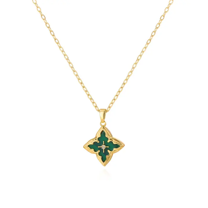 Collar de piedras preciosas de trébol de moda para mujer, regalo de cumpleaños, regalo de vacaciones - 1