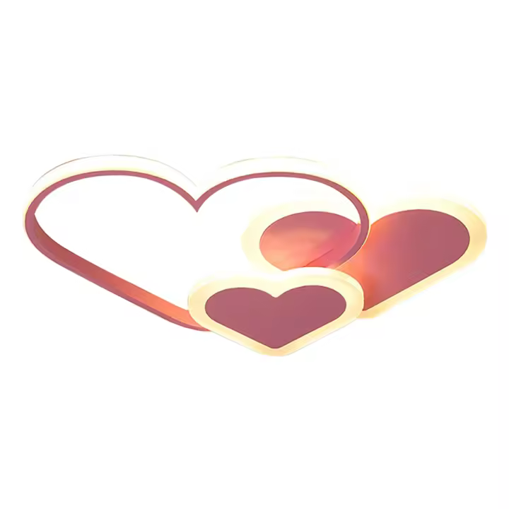 Foco de techo para habitación de niños, lámpara con forma de corazón, color rosa, con mando a distancia - 1