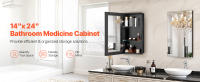 SucceBuy Botiquín de Medicina - 14 x 24 Pulgadas, Gabinete con Espejo de Baño con Estantes Ajustables, Marco de Aluminio - details 0