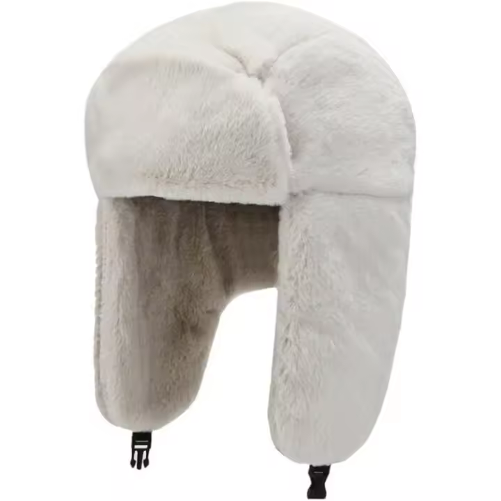 Gorro de piel sintética cálido para hombre y mujer, para exteriores, con orejeras, gorro de trampero, gorro de felpa - 1