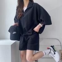 Conjunto de dos piezas de pantalones cortos de manga corta con cremallera y cuello alto para mujer 2025 nuevo conjunto de ropa deportiva casual de moda de verano. - details 1