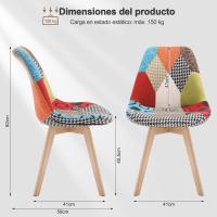 Silla Nórdica Multicolor con Resaldo Estilo Patchwork para Cocina BH29mf-4 - details 2