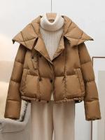 Abrigo de plumón de pato blanco para mujer, chaqueta acolchada de plumón con doble botonadura, informal, a la moda, para invierno, 2024 - details 8