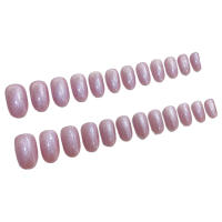 Uñas postizas brillantes de longitud media para principiantes, purpurina Rosa elegante, decoración de uñas práctica - details 0