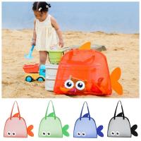 Bolsa de playa de malla de gran capacidad, bolsa de mano de playa ligera a prueba de arena con ojos grandes, cestas de juguetes de playa plegables portátiles para acampar al aire libre - details 11