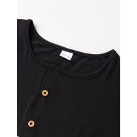 Camiseta deportiva informal de manga corta de verano para hombre, con costuras tricolores y cuello en V con muescas, estilo Henry - details 13