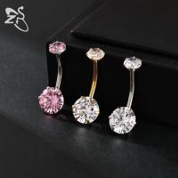 ZS 1 pieza 14G anillo de ombligo de acero inoxidable para mujeres y niñas blanco rosa CZ cristal ombligo Piercings cuerpo Piercing 6/8/10/12MM - details 9