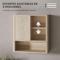 Armario de Baño de Pared Natural Diseño de Perfil Curvo Estantes Ajustables Puerta Corredora - details 6