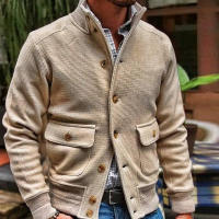 Chaqueta informal de color liso para hombre, abrigo coreano con cuello levantado, novedad de 2024 - details 6