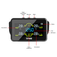 Sistema de monitoreo de neumáticos con 4 sensores externos T14-1 advertencia de temperatura ahorro de combustible Monitor de presión de neumáticos de coche TPMS Solar - details 6