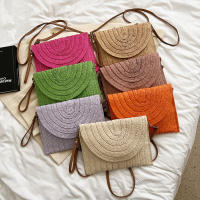 Bolso cruzado de hombro tejido de paja para mujer, bolso de mano de playa, bolsos de sobre hechos a mano informales de verano - details 12