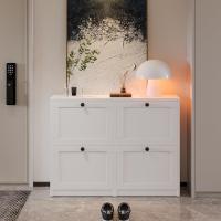 4 Puertas Entrada Recibidor, 105 x 24 x 80 cm (Largo x Ancho x Alto), Madera, para Entrada Estrecha, Pasillo (Blanco) - details 5