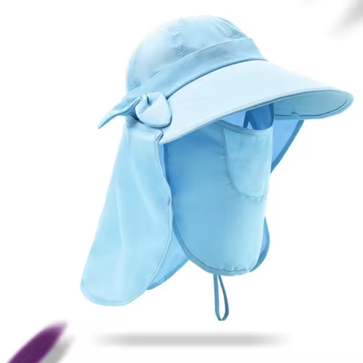 Gorra de sol con visera de ala ancha, sombrero de protección solar UPF + 50, máscara facial desmontable, cuello, solapa, para senderismo, ciclismo al aire libre, Playa - 1