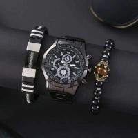 Reloj Deportivo de Cuarzo Automático Correa de Deportes de Cuero Impermeable con Banda de Acero - details 3