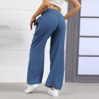 Pantalones largos sueltos de lino y algodón de pierna ancha para mujer con cintura elástica informal de primavera y verano - details 4