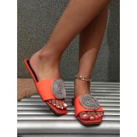 Nuevas sandalias planas de estilo hada con puntera cuadrada, tacón y diamantes de imitación para mujer para exteriores - details 4
