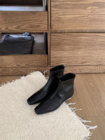 Versión coreana de versátil tubo corto botas delgadas nueva con falda botas cortas de tacón grueso zapatos franceses de mujer - details 2