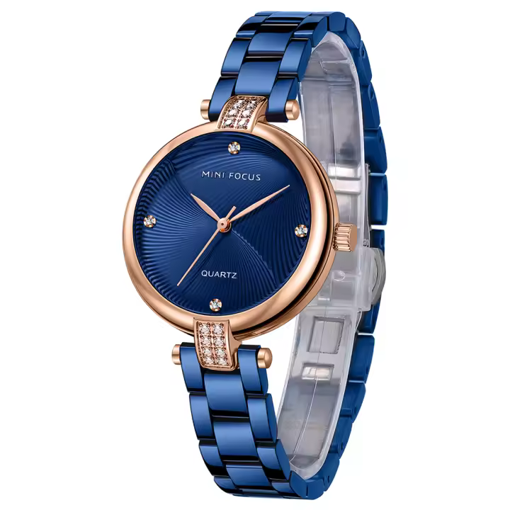 Reloj de Vestir con Diamantes para Mujer MINI FOCUS, Movimiento de Cuarzo Japonés, Resistente al Agua 30M, Brazalete de Acero Inoxidable, Elegante Reloj de Pulsera Analógico - 1