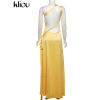 Vestido Largo de Seda para Mujer Elegante, Sin Mangas, Espalda Descubierta, Hombros Descubiertos - details 3
