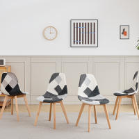 Sillas de retales de estilo nórdico para el hogar, silla de comedor de estilo minimalista moderno, con respaldo, para ordenador, muebles de aprendizaje, 4 piezas - details 0
