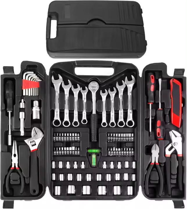 Kit de herramientas para el hogar, juego de herramientas de 95 piezas, kit de herramientas manuales para el hogar, herramientas de reparación de automóviles con caja de herramientas portátil para propietario, bricolero - 1