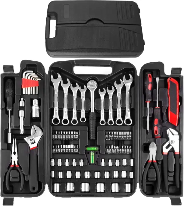 Kit de herramientas para el hogar, juego de herramientas de 95 piezas, kit de herramientas manuales para el hogar, herramientas de reparación de automóviles con caja de herramientas portátil para propietario, bricolero - 1