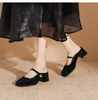 Zapatos Mary Jane de tacón medio con correa de una palabra de plata francesa - details 10