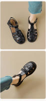 Sandalias romanas tejidas de tacón grueso de verano para mujer, estilo retro - details 3