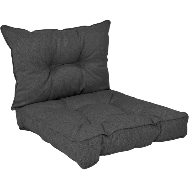 Jardín Muebles Cojín de Silla de 70x70x10 cm con Resaldo de 70x40x10 cm Juego de 2 Poufs - 1