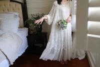 Camisones largos de encaje blanco con bordado vintage para mujer, ropa de dormir de manga larga de princesa retro, vestido de vacaciones de otoño y primavera - details 5