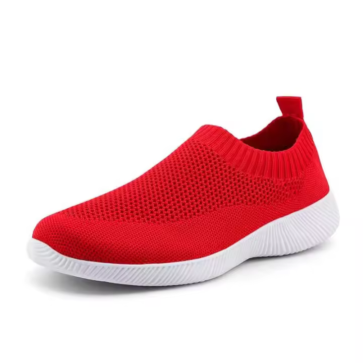 Nuevo estilo 2025, proveedores de zapatos para caminar baratos para mujer, peso ligero, tejido sin cordones, talla grande 43, zapatillas cómodas para mujer, blanco puro - 1
