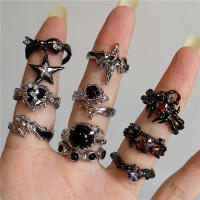 Anillos Góticos Vintage de Rosa Para Parejas Acero Inoxidable Apertura Irregular Joyería Y2k - details 0