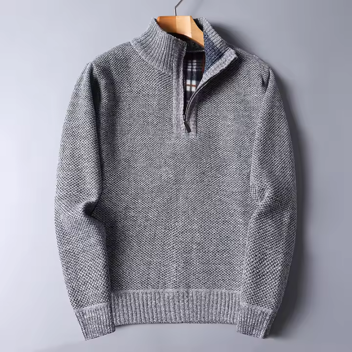 Suéter de punto para hombre Sudaderas más gruesas Jersey con media cremallera - 1